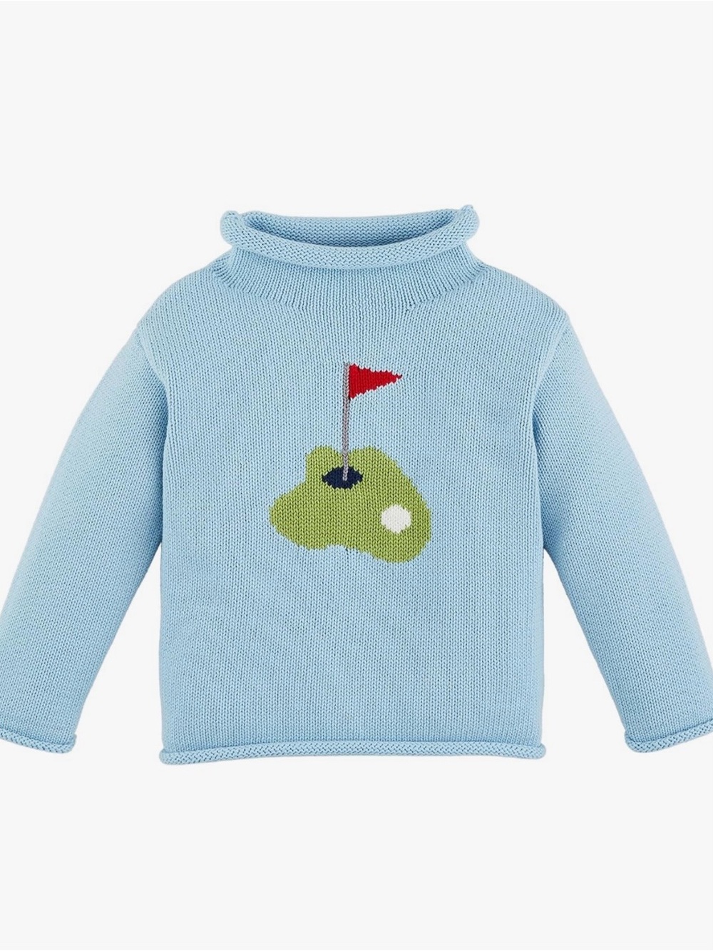 Mud Pie Light Blue Golf Flag Rollneck Sweater (4T/5T)